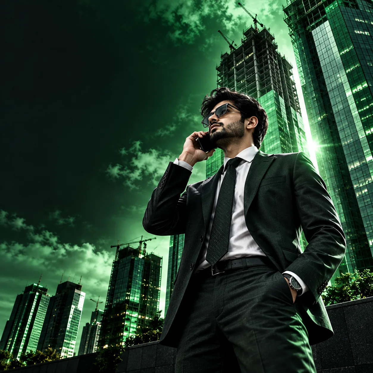 Real estate agent communicating with prospective home buyers on mobile