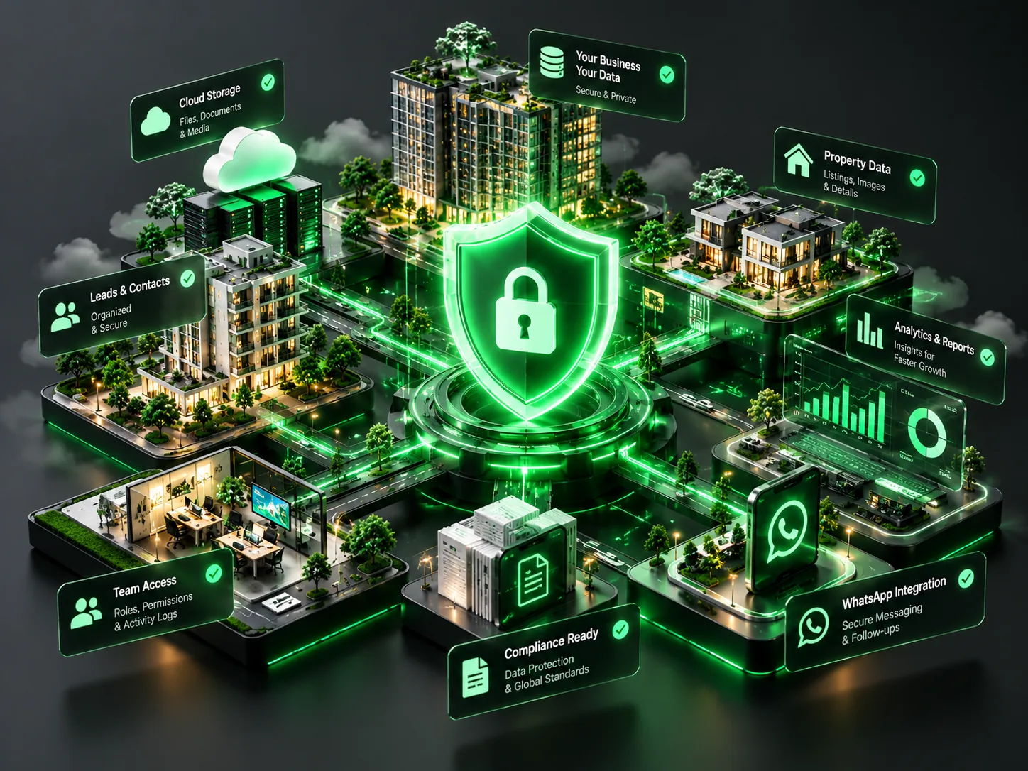 Sahyak CRM multi-layered security and encryption commitment diorama
