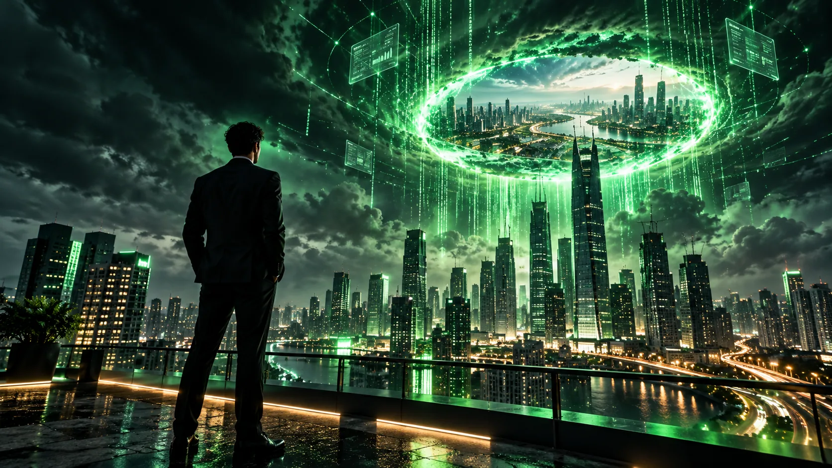 Modern metropolitan real estate skyline protected by Sahyak CRM cloud security